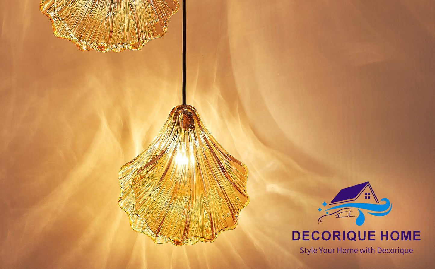 Decorique Home 23008 6-Light Seashell Pendant Chandelier Ocean-Inspired Ceiling Light Fixture for Dining Room, Bathroom, Bedroom, and Living Room