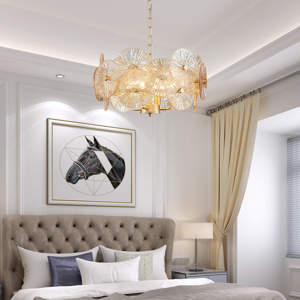 Decorique Home 23002 4 Lights Modern Style Pendant Round Chandelier for Dining Room, Bathroom, Bedroom, and Living Room