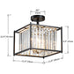 Decorique Home 23009 Crystal Ceiling Light with Black Metal Frame and Sparkling Crystal Elegant Pendant Lighting Fixture for Dining Bathroom Bedroom Living Room