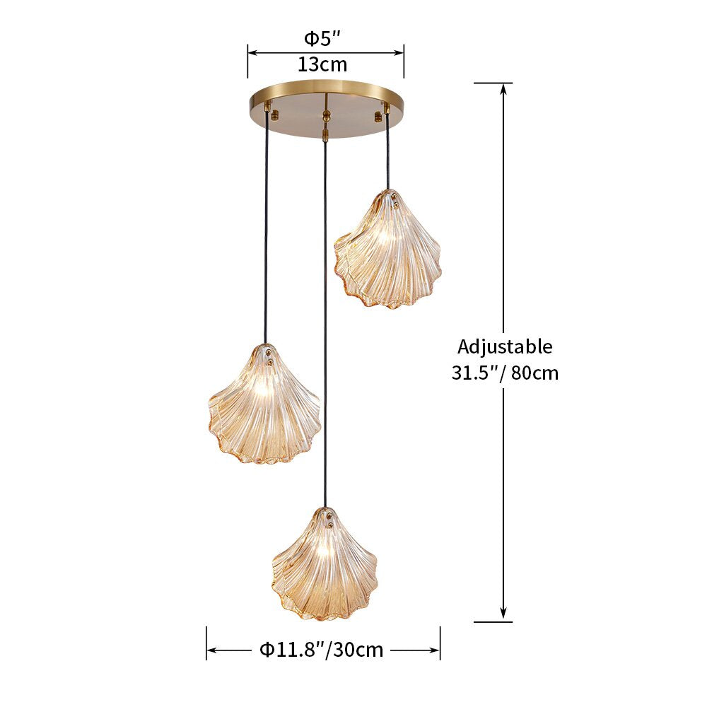 Decorique Home 23007 3-Light Seashell Pendant Chandelier Ocean-Inspired Ceiling Light Fixture for Dining Room, Bathroom, Bedroom, and Living Room