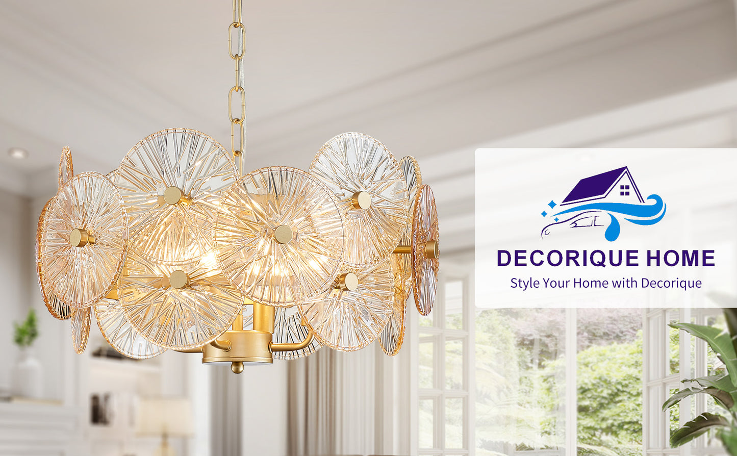 Decorique Home 23002 4 Lights Modern Style Pendant Round Chandelier for Dining Room, Bathroom, Bedroom, and Living Room