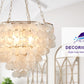 Decorique Home 23003 Shell Capiz Chandelier 4 Lights- Ocean-Inspired Elegance for Dining Room, Bathroom, Bedroom, and Living Room