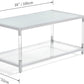 Saint Mossi BLEVIO 202205CR-Ripple Glass Coffee Table, Clear Double Layer Glass Coffee Table for Living Room, Chrome Frame and Ripple Glass