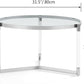 Saint Mossi 202303CR Glass Coffee Table, Modern Design, Single Layer Glass Coffee Table for Living Space, D32 x H17, Clear Glass Top, Clear Acrylic Leg & Chrome Finish Metal Frame