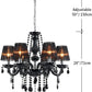 Decorique Home 23014 6 Lights Modern Chandelier K9 Black Crystal Chandelier Lighting,Black Shade Crystal Ceiling Light Fixture Pendant Lamp for Dining Room Bathroom Bedroom Living Room