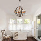 Decorique Home 23022 Rustic Chandelier Traditional Farmhouse Lighting 6-Light Sphere Globe Chandelier Lighting,Vintage Solid Wood Ring Frame Wrought Iron Arms, W27 x H25, Chain Adjustable