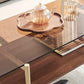 Saint Mossi Tadio Glass Coffee Table,Double Layer Glass Coffee Table for Living Room, Brown Glass & Coffee Brown MDF Bottom Shelf