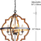 Saint Mossi  ‎SM-DY-19081 4-Lights Wooden Finish Farmhouse Chandelier Light Fixture,Rustic Globe Chandelier Style,Globe Pendant Light Farmhouse Pendant Light Fixtures,H22 x D20,Chain Adjustable