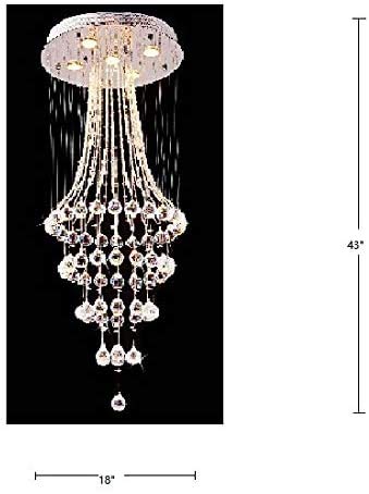 Saint Mossi 5-Lights Modern Chandelier Lighting,Crystal Chandelier with Spiral Raindrop Style,Modern Pendant Light Flush Mount Ceiling Light Fixtures,,H43" x D18"