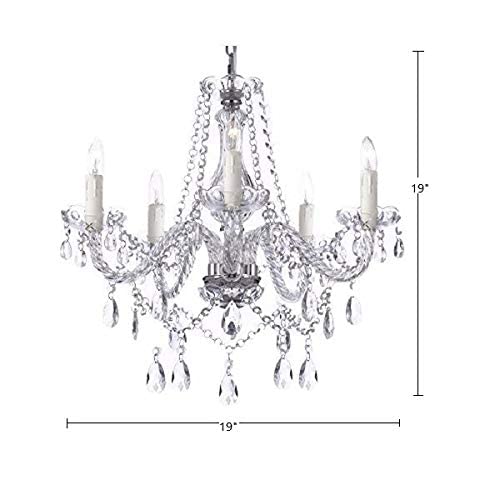 Decorique Home Modern Contemporary Elegant K9 Crystal Glass Chandelier Pendant Ceiling Lighting Fixture - 5 Lights