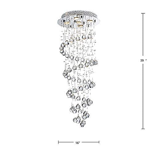 Saint Mossi 5-Lights Modern Chandelier in Raindrop Chandelier Style,Modern Flush Mount Ceiling Light Fixture K9 Crystal Chandelier for Bedroom,Dining Room,Living Room,,H12" X D14"