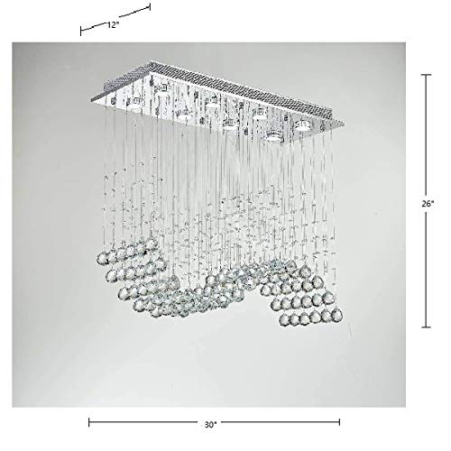 Saint Mossi 8-Lights Modern Chandelier K9 Crystal Chandelier Light Fixture,Modern Flush Mount Ceiling Light Fixtures Raindrop Chandelier for Bedroom,Living Room,Dining Room,L30" x W12" x H26"