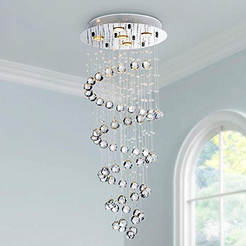 Saint Mossi 5-Lights Modern Chandelier in Raindrop Chandelier Style,Modern Flush Mount Ceiling Light Fixture K9 Crystal Chandelier for Bedroom,Dining Room,Living Room,,H12" X D14"