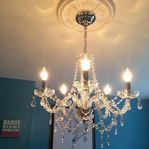 Decorique Home Modern Contemporary Elegant K9 Crystal Glass Chandelier Pendant Ceiling Lighting Fixture - 5 Lights