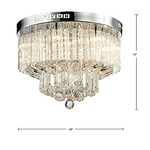 Saint Mossi Chandelier Modern K9 Crystal Raindrop Chandelier Lighting Flush mount LED Ceiling Light Fixture Pendant Lamp for Dining Room Bathroom Bedroom Livingroom 9 G9 Bulbs Required H12" X D18"