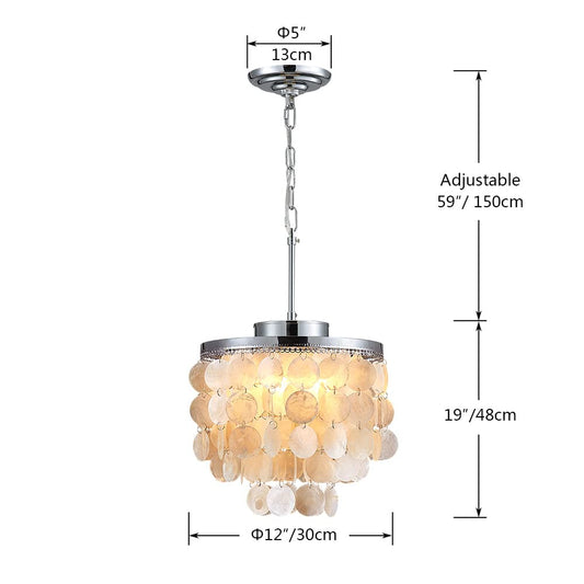 Shrine Lighting 20013 Modern Chandelier Light Fixture with 4 Lights,Capiz Shell Pendant Light Fixture Hanging Ceiling Light,Mordern Chandelier for Bedroom,Dining Room,Living Room, H19 x D12