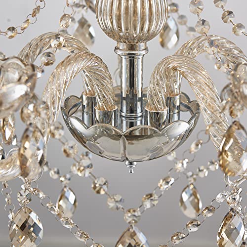 Saint Mossi Modern K9 Crystal Chandelier, Pendant Ceiling Lighting Fixture with 5-Light, Champagne Crystal Chandelier