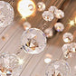 Saint Mossi Chandelier Modern K9 Crystal Raindrop Chandelier Lighting Flush mount LED Ceiling Light Fixture Pendant Lamp for Dining Room Bathroom Bedroom Livingroom 6 GU10 LED Bulbs Required H32 X D18