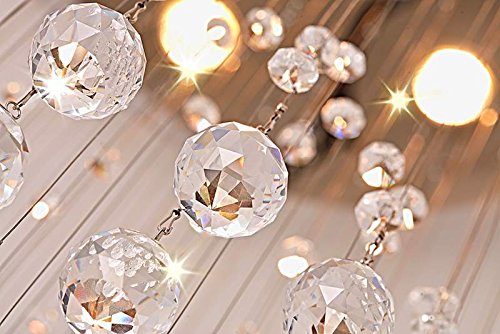 Saint Mossi Chandelier Modern K9 Crystal Raindrop Chandelier Lighting Flush mount LED Ceiling Light Fixture Pendant Lamp for Dining Room Bathroom Bedroom Livingroom 6 GU10 LED Bulbs Required H32 X D18