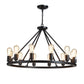 Decorique Home Antique Painted Metal Chandelier Lighting with 12 Lights,Rustic Vintage Farmhouse Pendant Lighting Wagon Wheel Chandelier,Black Finish,H20" x D32" with Adjustable Chain