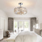 Saint Mossi Modern Crystal Semi Flush Mount with 5 Lights,K9 Crystal Ceiling Light,Close to Ceiling Light Fixture for Dining Room,Livingroom,Bedroom,H11" X D16"