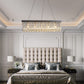 Saint Mossi K9 Crystal Chandelier, Modern Farmhouse Chandelier, Pendant Light Fixtures, 5 E12 Base Lights, Dimension H7" x L34" x W13", Adjustable Chain Max 59"