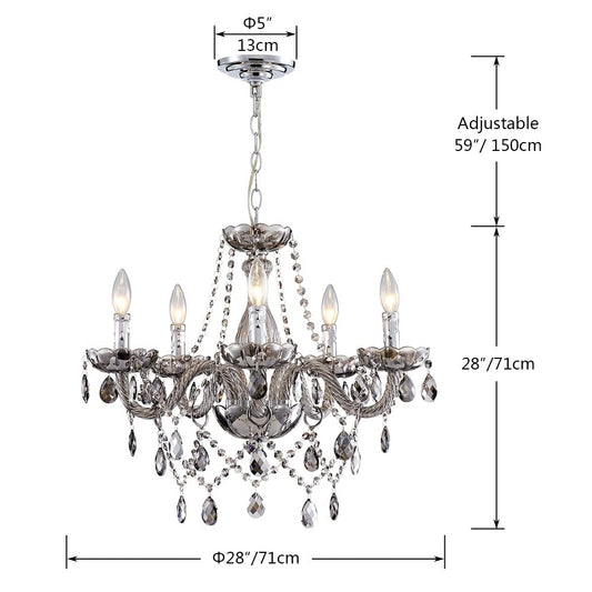 Saint Mossi Modern K9 Crystal Chandelier, Contemporary Pendant Ceiling Lighting Fixture for Dining Room,Bedroom,Living Room with Adjustable Chain (Smoky Gray)