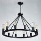 Decorique Home Antique Painted Metal Chandelier Lighting with 12 Lights,Rustic Vintage Farmhouse Pendant Lighting Wagon Wheel Chandelier,Black Finish,H20" x D32" with Adjustable Chain