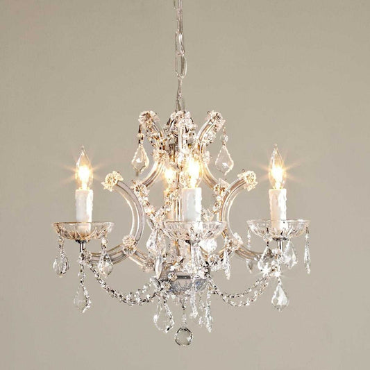 SM Saint Mossi 4 Light Crystal Maria Therese Chandelier Light Fixture,Modern Chandelier Crystal Chandelier for Bedroom,Dining Room,Living Room,H 17 in x W 18 in with Adjustable Chain