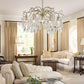 Saint Mossi K9 Crystal Chandelier with 7 Lights,Raindrop Chandelier in Vintage Silver Painted Arms,Crystal Pendant Light for Dining Room,Bedroom,Living Room,H22" x W24" x L24" with Adjustable Chain
