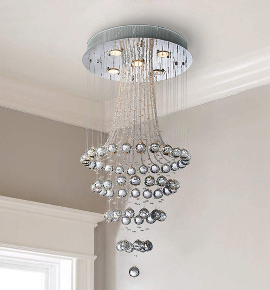 Saint Mossi 5-Lights Modern Chandelier Lighting,Crystal Chandelier with Spiral Raindrop Style,Modern Pendant Light Flush Mount Ceiling Light Fixtures,,H43" x D18"