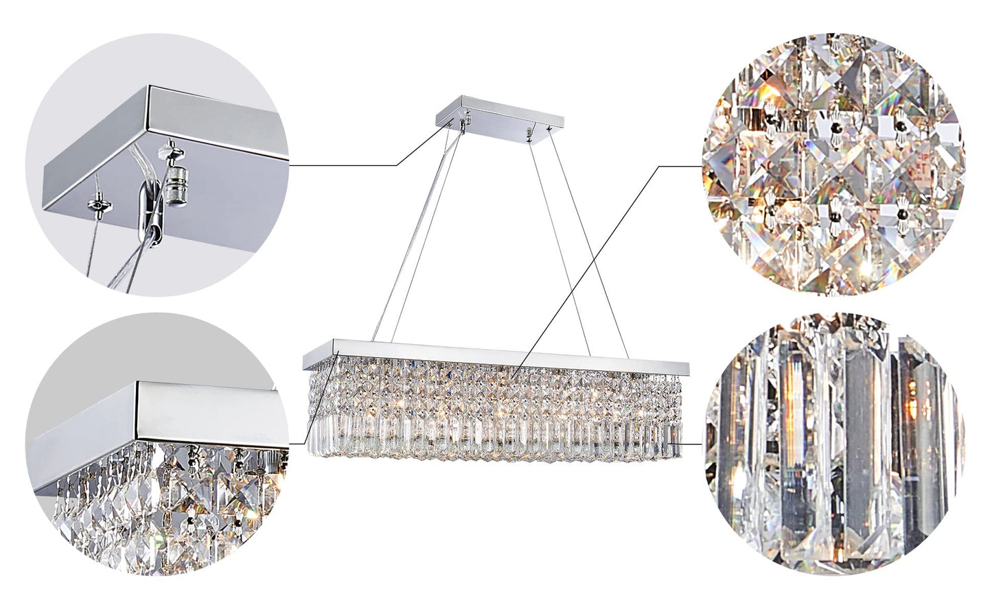 Saint Mossi 5-Lights K9 Crystal Chandelier Modern Chandelier in Raindrop Chandelier Design,Modern Flush Mount Ceiling Light Fixture,Crystal Pendant Light Fixture,H9" x W10" x L31",Chain Adjustable