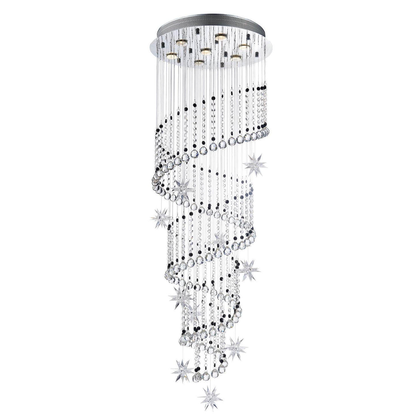 Saint Mossi 7-Lights Crystal Chandelier Modern Chandelier Light Fixture,Raindrop Chandelier in Spiral Chandelier Style,Crystal Pendant Light Modern Flush Mount Ceiling Light Fixture,H58" X D20"