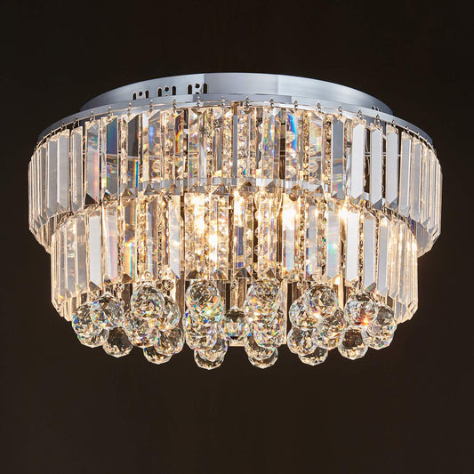 Saint Mossi 6-Lights K9 Crystal Chandelier Light Fixture,Modern Flush Mount Ceiling Light Fixtures Close to Ceiling Light Fixtures Modern Chandelier for Bedroom,Dining Room,Livingroom,H10" x D20"