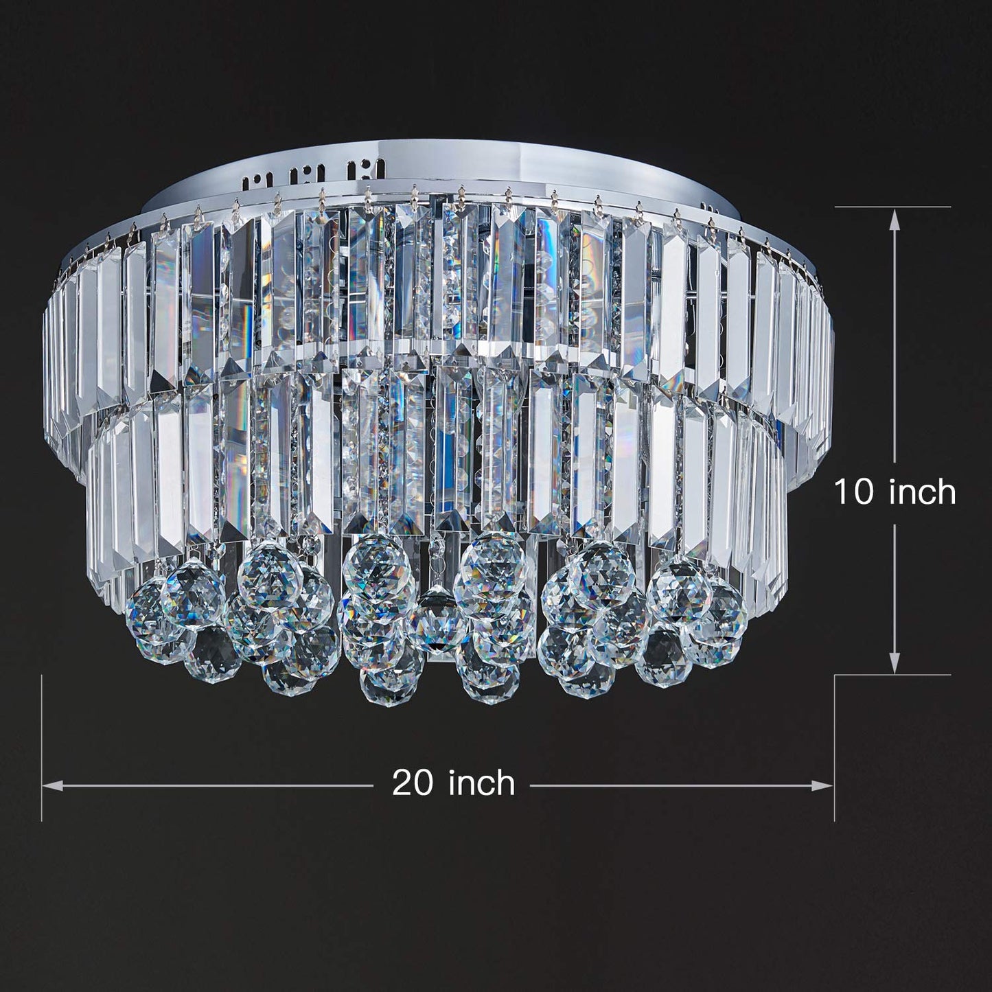 Saint Mossi 6-Lights K9 Crystal Chandelier Light Fixture,Modern Flush Mount Ceiling Light Fixtures Close to Ceiling Light Fixtures Modern Chandelier for Bedroom,Dining Room,Livingroom,H10" x D20"