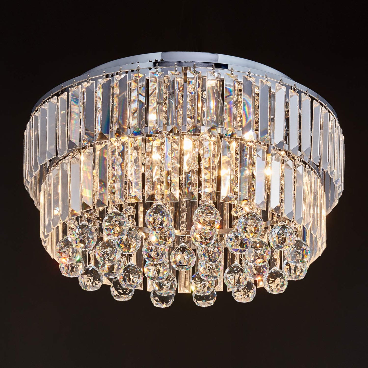 Saint Mossi 6-Lights K9 Crystal Chandelier Light Fixture,Modern Flush Mount Ceiling Light Fixtures Close to Ceiling Light Fixtures Modern Chandelier for Bedroom,Dining Room,Livingroom,H10" x D20"