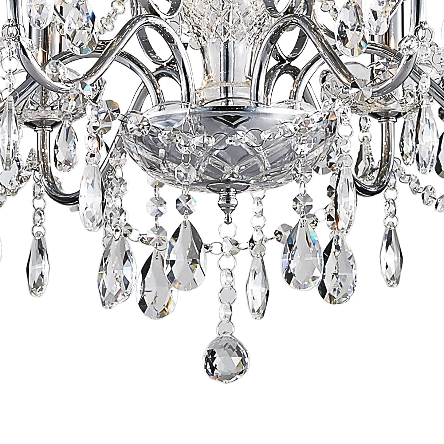 Saint Mossi 6-Lights Crystal Chandelier Crystals Raindrop Chandelier,Modern Crystal Pendant Light Fixture Modern Chandelier for Bedroom,Living Room,Dining Room,H22" X D24",Chain Adjustable