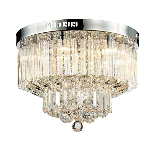 Saint Mossi Chandelier Modern K9 Crystal Raindrop Chandelier Lighting Flush mount LED Ceiling Light Fixture Pendant Lamp for Dining Room Bathroom Bedroom Livingroom 9 G9 Bulbs Required H12" X D18"