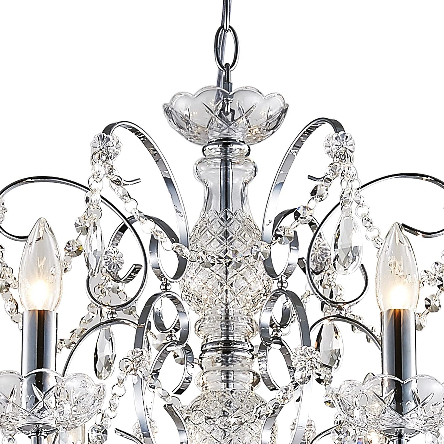 Saint Mossi 6-Lights Crystal Chandelier Crystals Raindrop Chandelier,Modern Crystal Pendant Light Fixture Modern Chandelier for Bedroom,Living Room,Dining Room,H22" X D24",Chain Adjustable